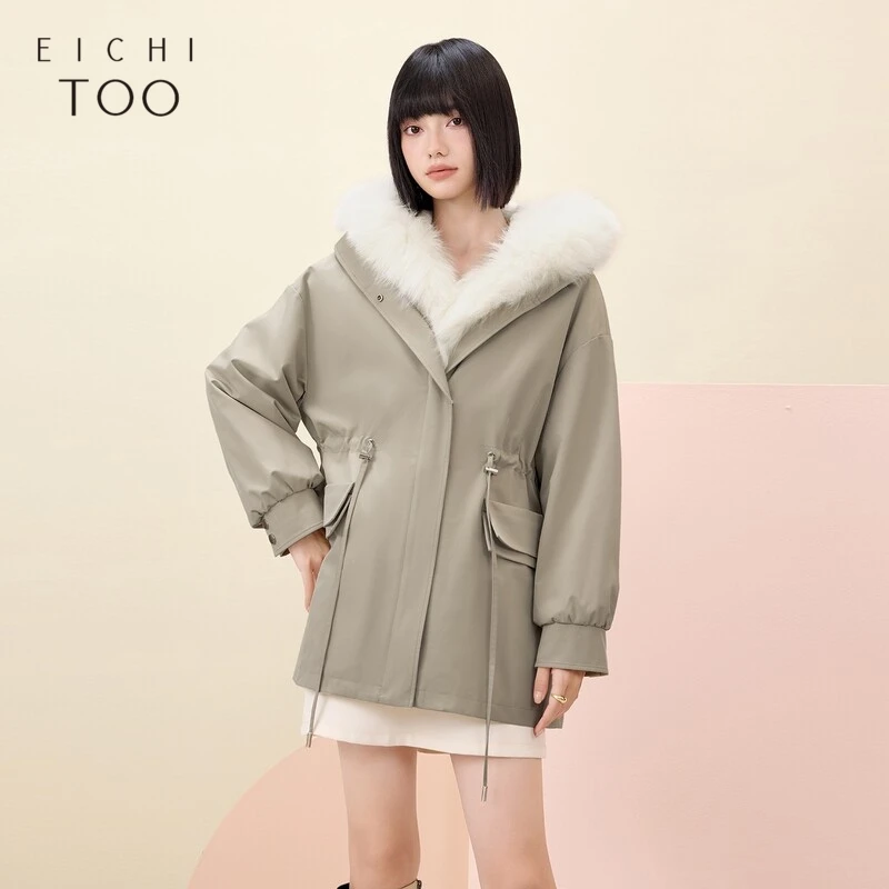A爱居兔2024年冬季新款高级感时尚可拆卸衣外套EWQGJ4P002A