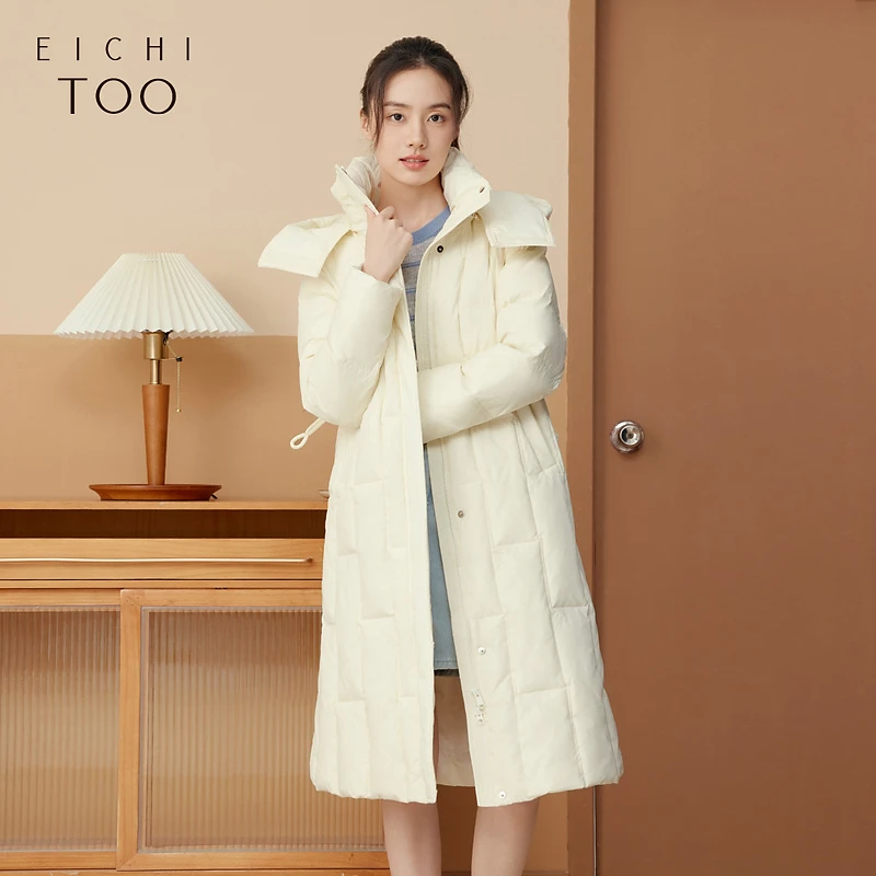A爱居兔柔软舒适时尚保暖长款连帽羽绒服EWRAJ4N084A