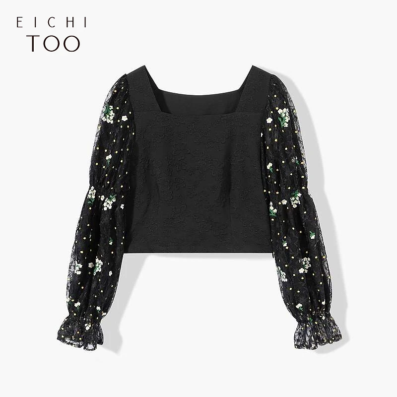 A爱居兔长袖小衫女春季淑女方领时尚长袖小衫女上衣ENSAJ1M009A