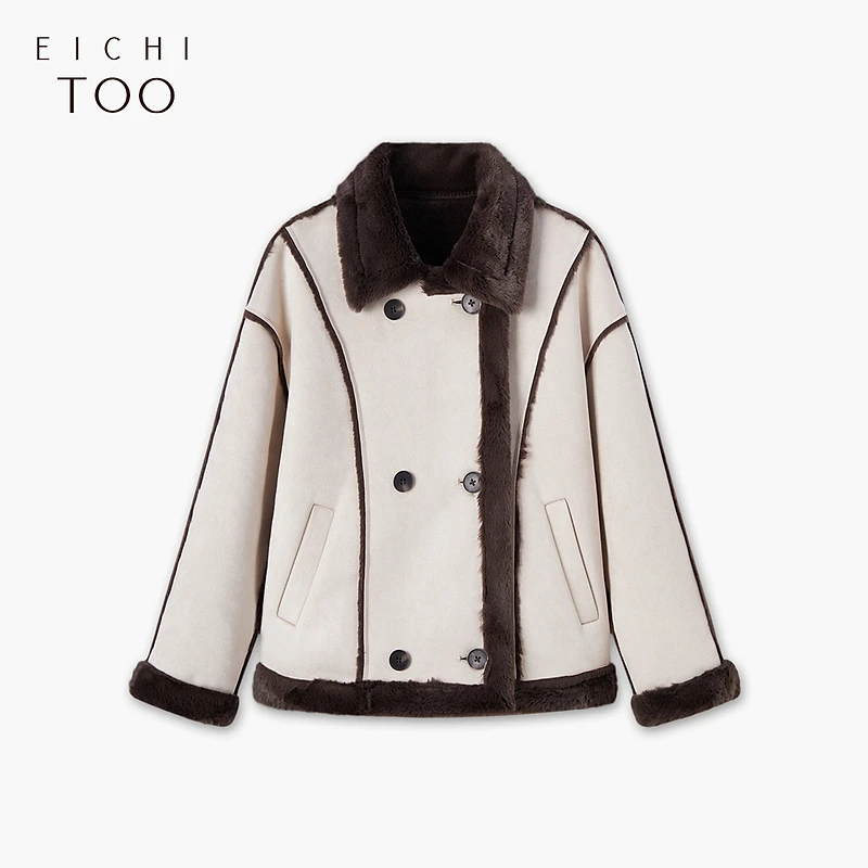 A爱居兔仿兔毛大方时尚大衣外套EWJAJ4N004A