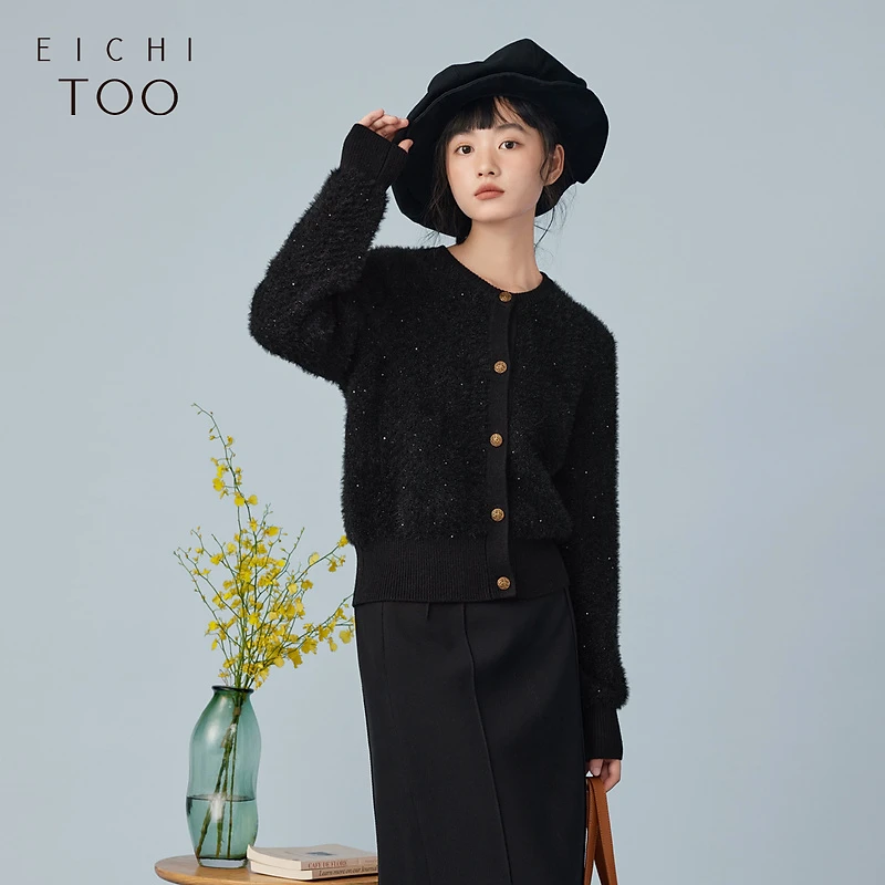 A爱居兔冬季复古时尚软糯舒适针织衫外套开衫EWZSJ4N001A