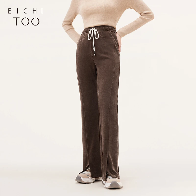 A爱居兔秋季基础款简洁大方时尚休闲裤喇叭裤EKEBJ3N006A