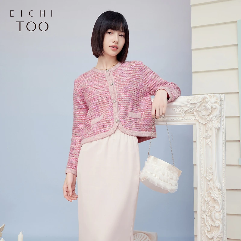 A爱居兔休闲时尚减龄基础百搭短款针织衫外套EWZSJ1P012A