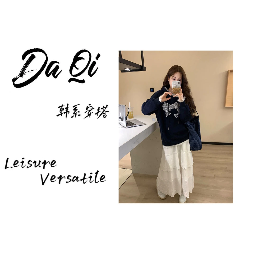 【蝴蝶结卫衣】雅丹新款百搭蝴蝶结贴补蕾丝花边卫衣G69-A3094