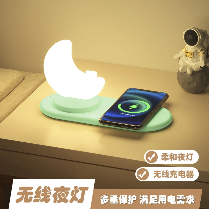 卧室床头灯家用创意月亮小夜灯氛围感可异物实木触摸氛围