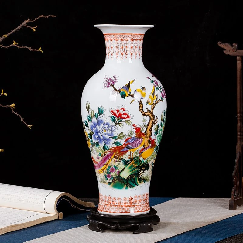 景德镇陶瓷花瓶摆件客厅插假花花瓶大花器现代中式家居装饰品工艺