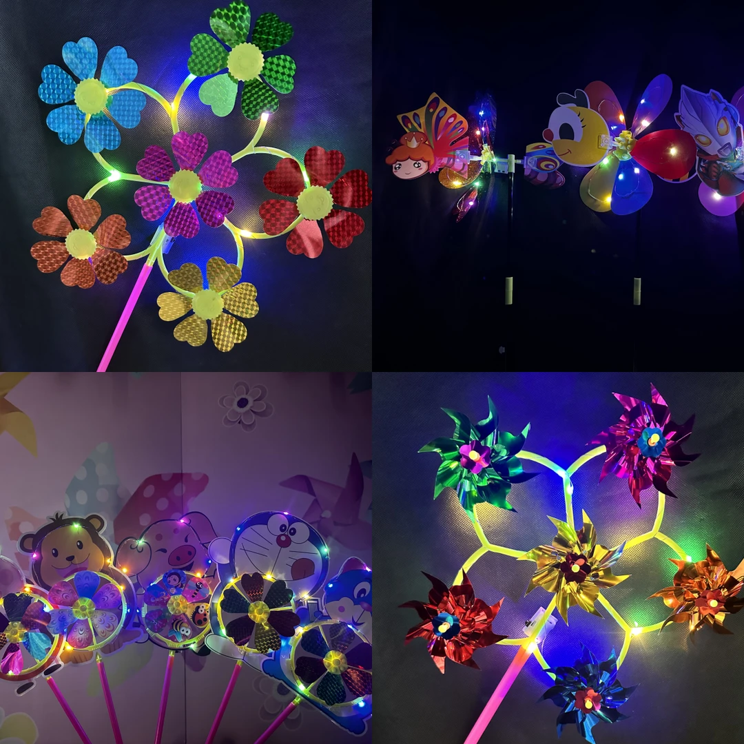 新款卡通发光风车户外地推礼品夜市小商品玩具摆摊适合卖的小商品