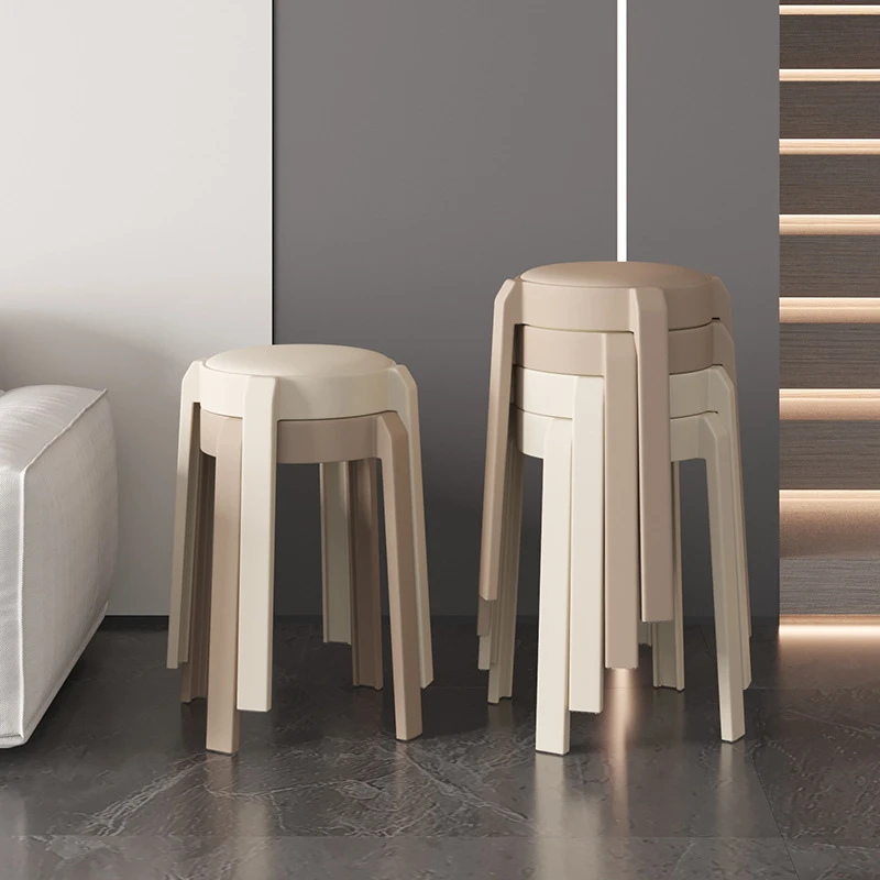 凳子家用可叠放加厚塑料凳子软包凳风车凳简约餐凳客厅餐桌椅子