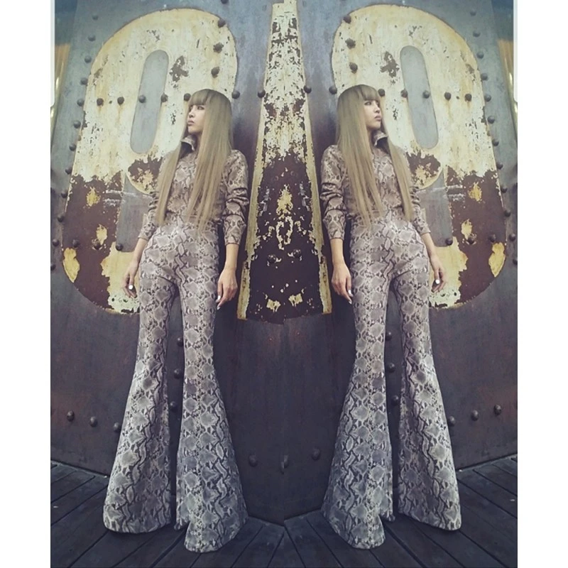 【咖啡蛇纹大喇叭】AOAOMISSSHOP鳌鳌家时尚春秋长裤46-2