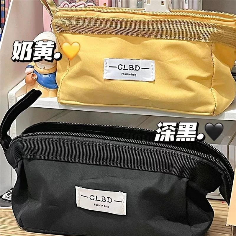 简约风笔袋 ins日系高颜值中学生收纳文具袋纯色铅笔袋大容量笔袋
