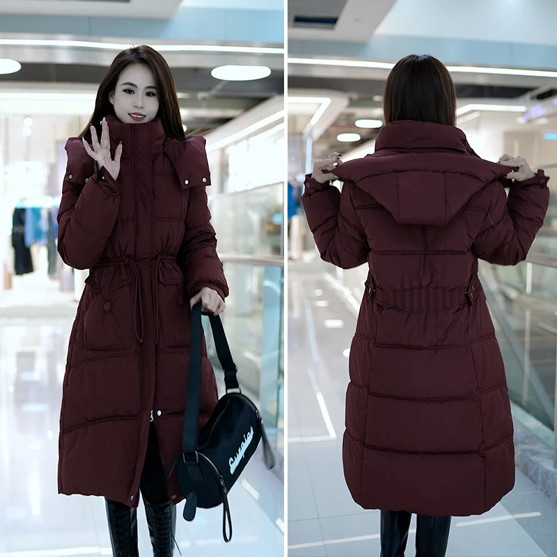 806安可拉红中长款棉衣棉服2024冬季新款棉袄时尚加厚保暖小个子