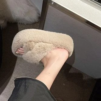 【小扬哥 甄选】七厘米厚底增高时尚女外穿秋冬办公室居家毛毛鞋棉