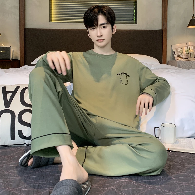男士睡衣春秋纯棉长袖薄款韩版休闲宽松2023新款网红可外穿家居服