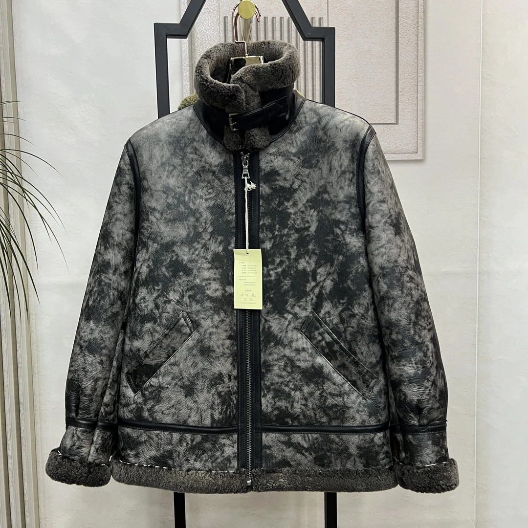 男款皮毛一体羊皮真皮时尚休闲外套皮衣