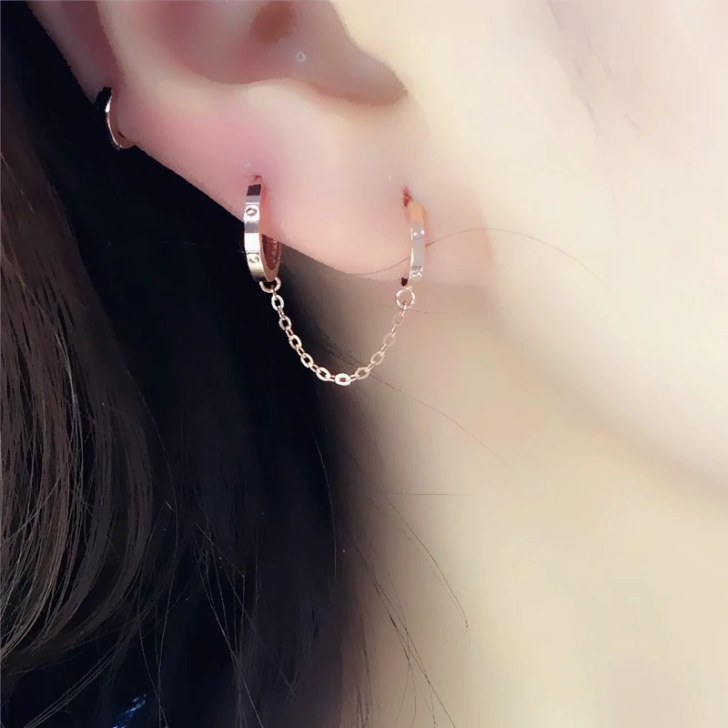 瑷菲尔珠宝14k玫瑰金一款两戴耳扣时尚百搭耳环气质个性款