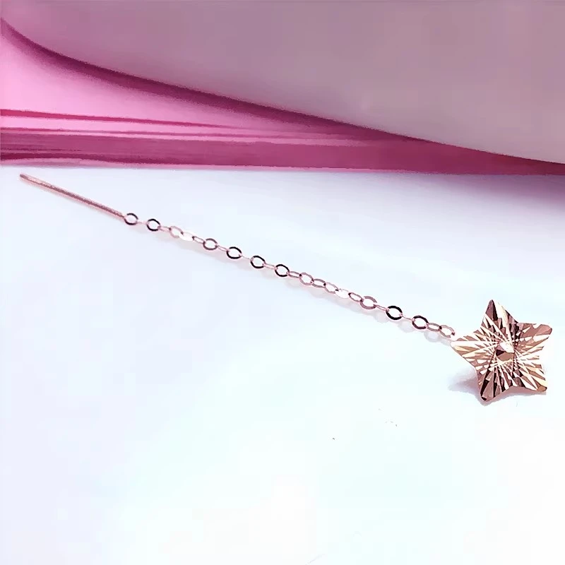 闪亮星星耳线时尚精致闪亮14K玫瑰金耳线