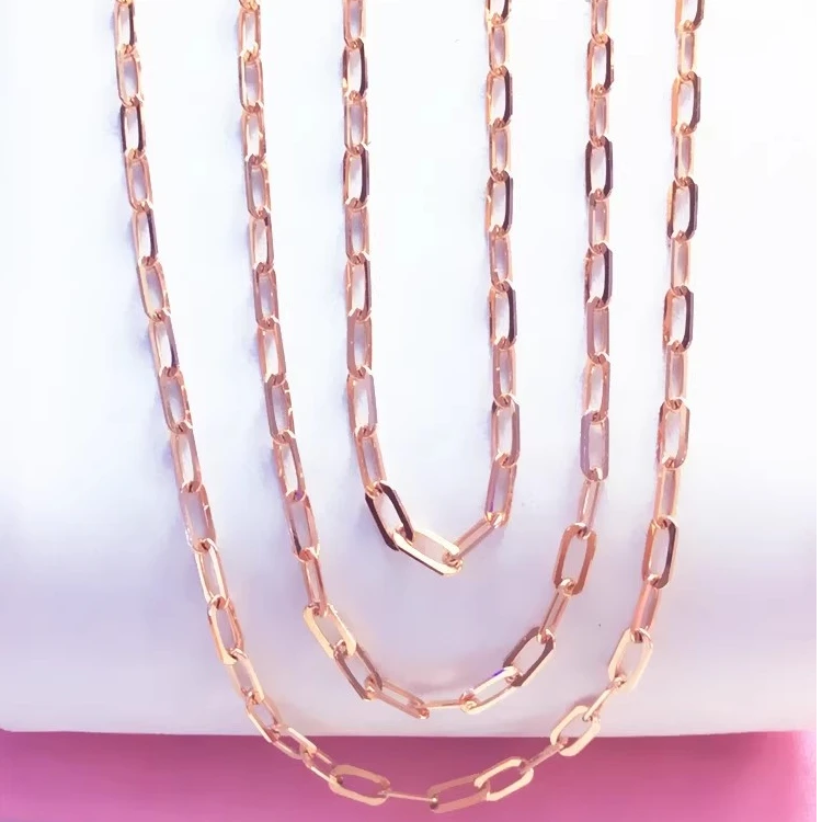 瑷菲尔珠宝14k玫瑰金韩版卡链粗O字项链素款锁骨链简约时尚百搭