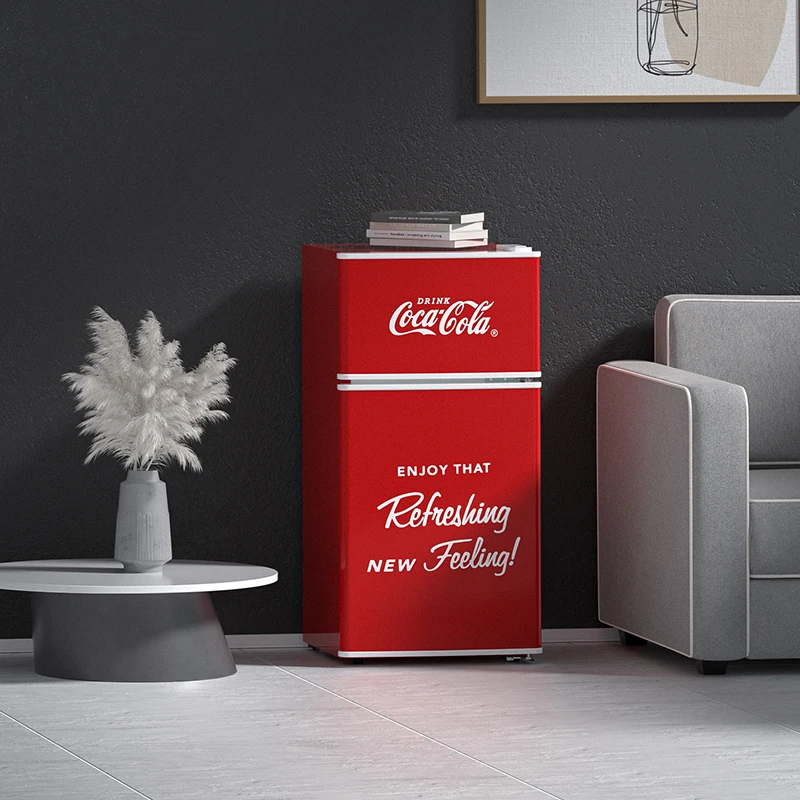 可口可乐网红小优品透明家用迷你小优品双门冷藏冷冻公寓宿舍静音