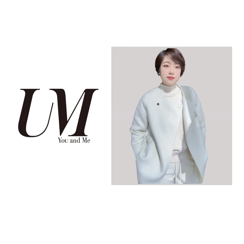 【U.M】女士赫本风精致款小A版圆领羊毛大衣8353