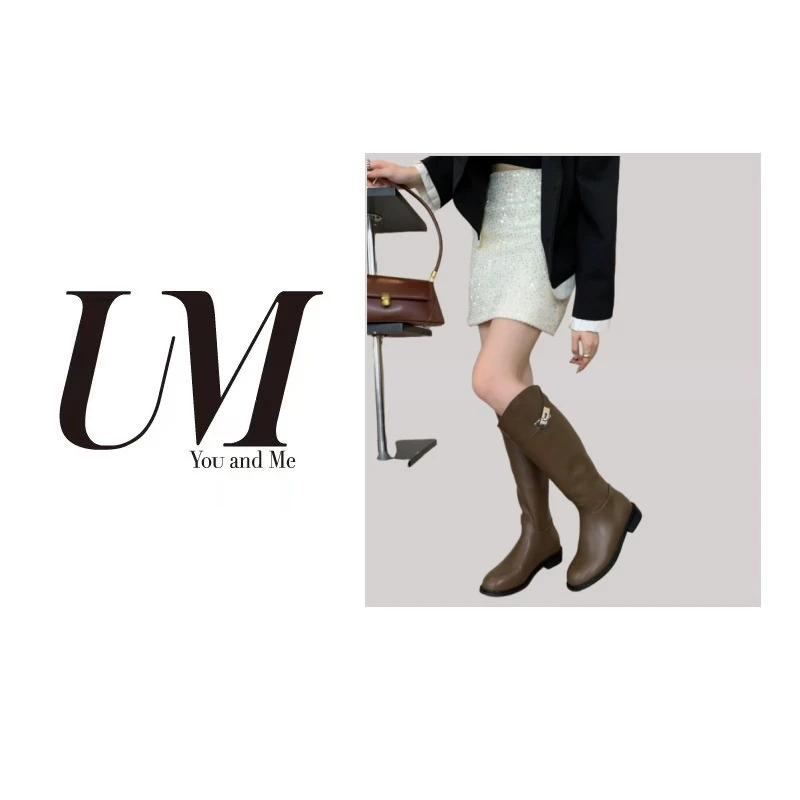 【U.M】女士高筒其实靴百搭粗跟骑士秋冬长筒