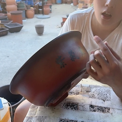 红陶20CM（含）-50CM（不含）紫气东来大碗盆31