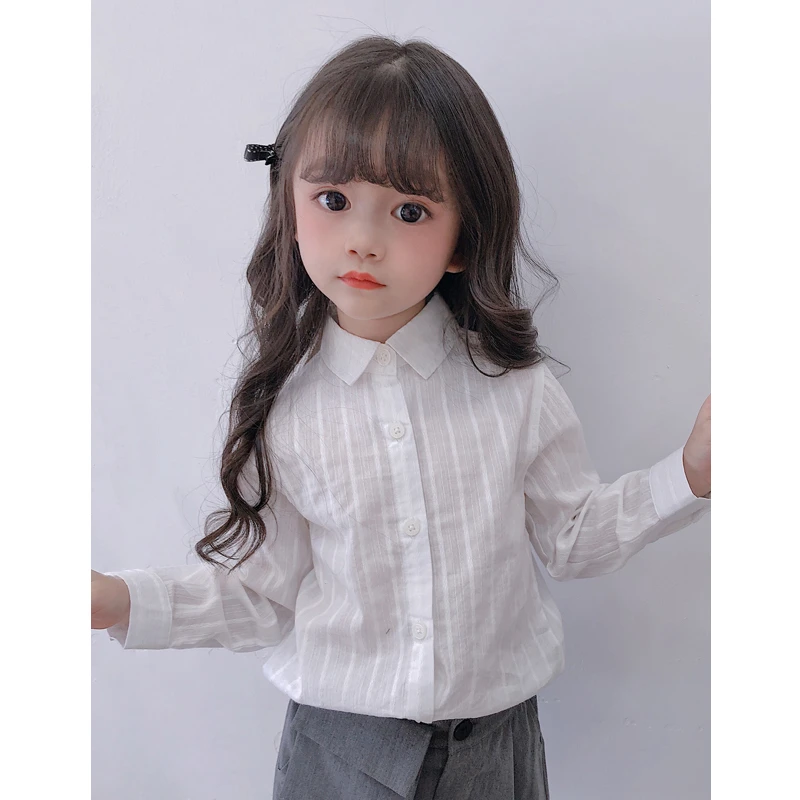 女童衬衫薄款潮春秋2023白衬衣DM261