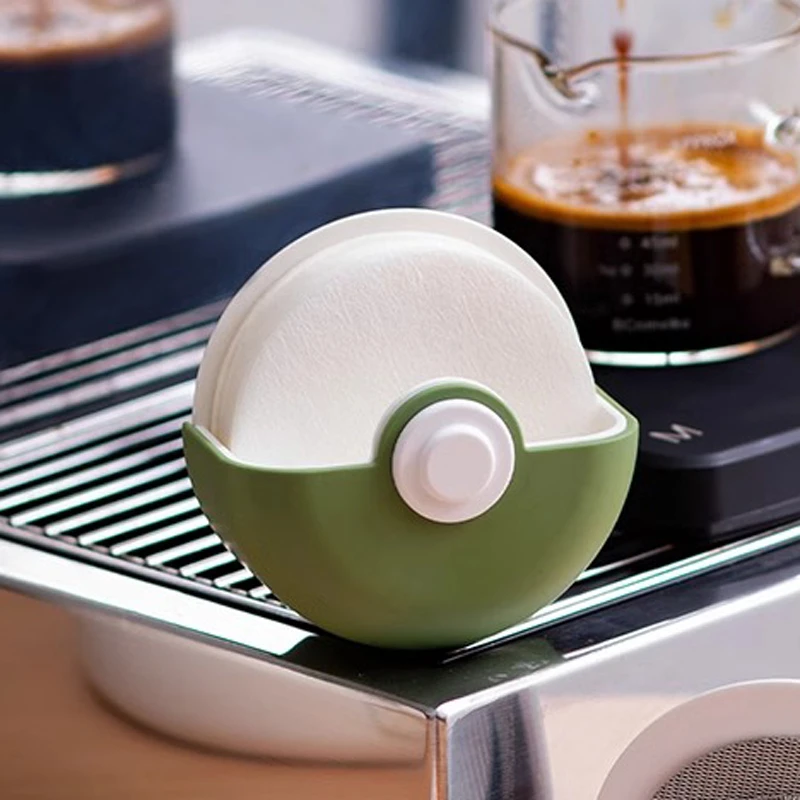咖啡滤纸收纳盒过滤纸58mm51圆形器具便携式壁强力挂粘贴储存盒