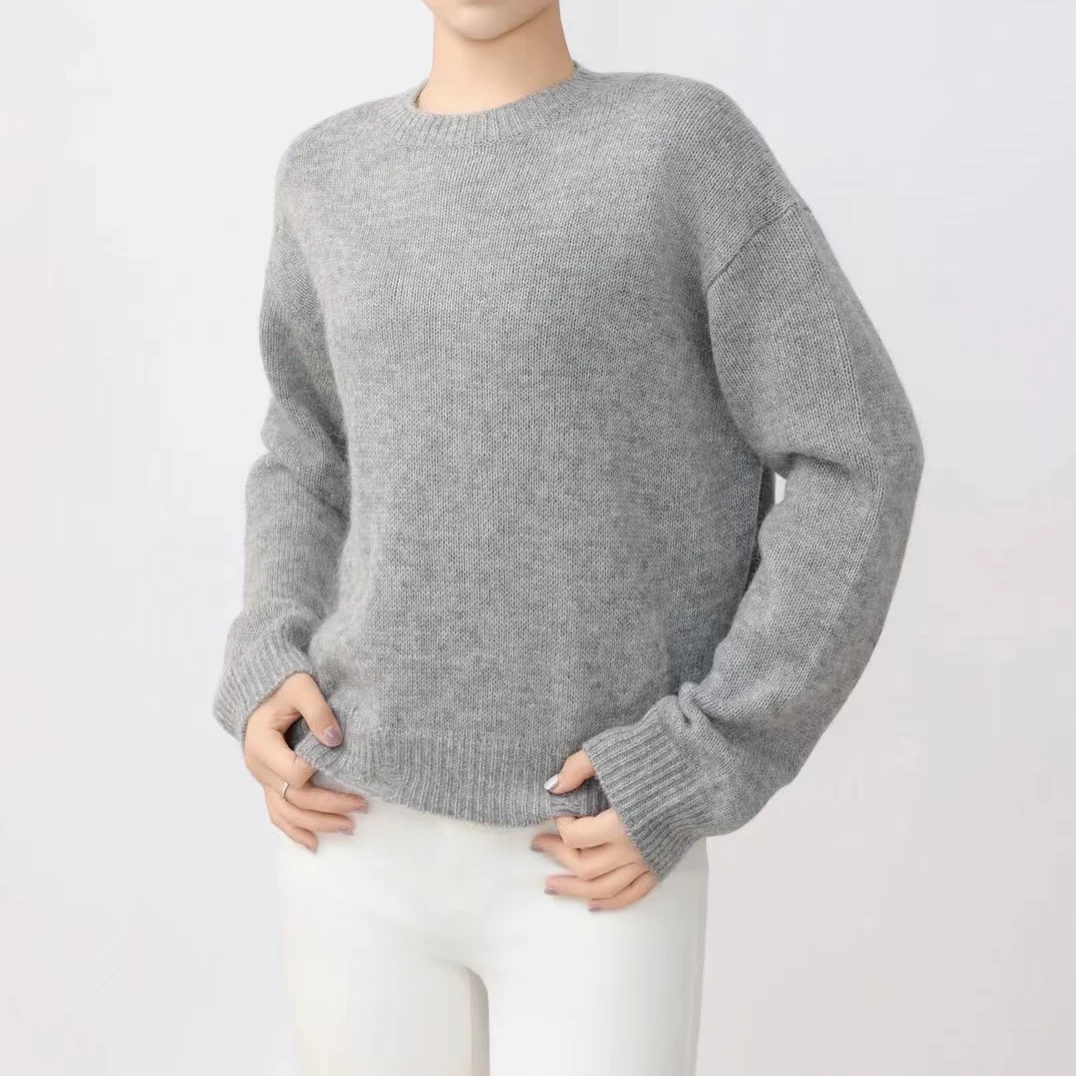 【商场同款】加厚针织衫冬季新款纯色显瘦百搭圆领套头毛衣 5399761