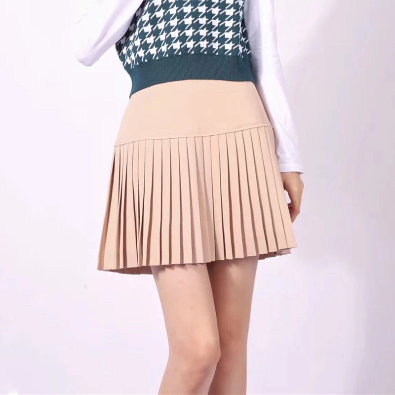 【商场同款】高腰百褶裙新款学院风纯色百搭防走光半身裙女1200233