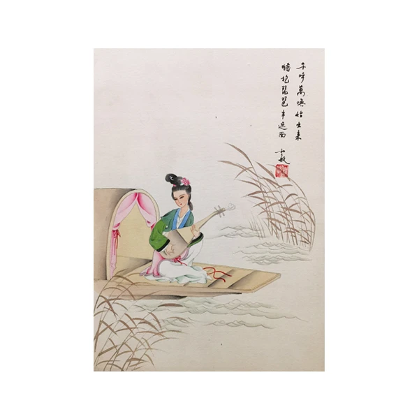燕京书画社八十年代手绘国画藏品美人图688-5# 绘画画片