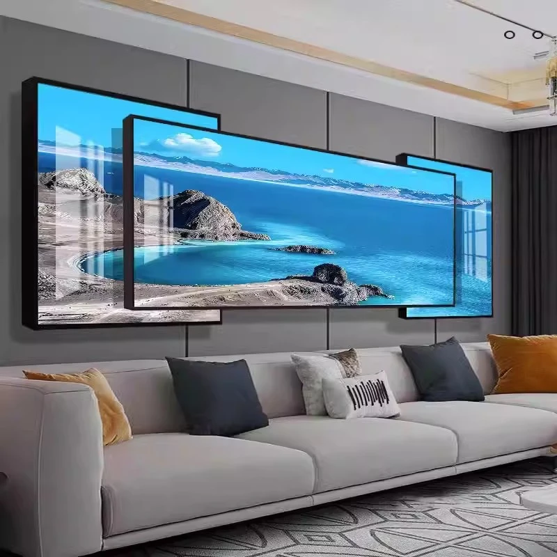 叠加装饰画品质高级感大气风景高档现代轻奢沙发背景墙挂画晶瓷画