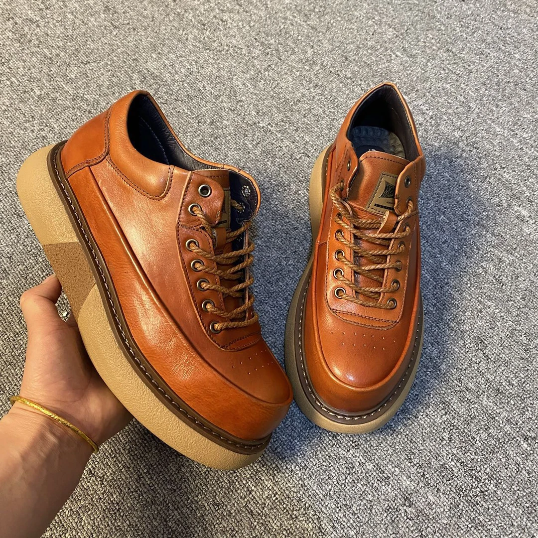 2024休闲时尚百搭潮流复古真皮男士休闲鞋6598-1