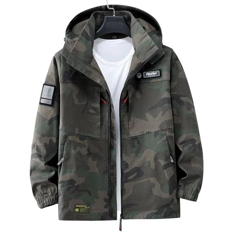 春秋棉线弹力耐磨抗造电焊工地汽修车间迷彩工作单上衣