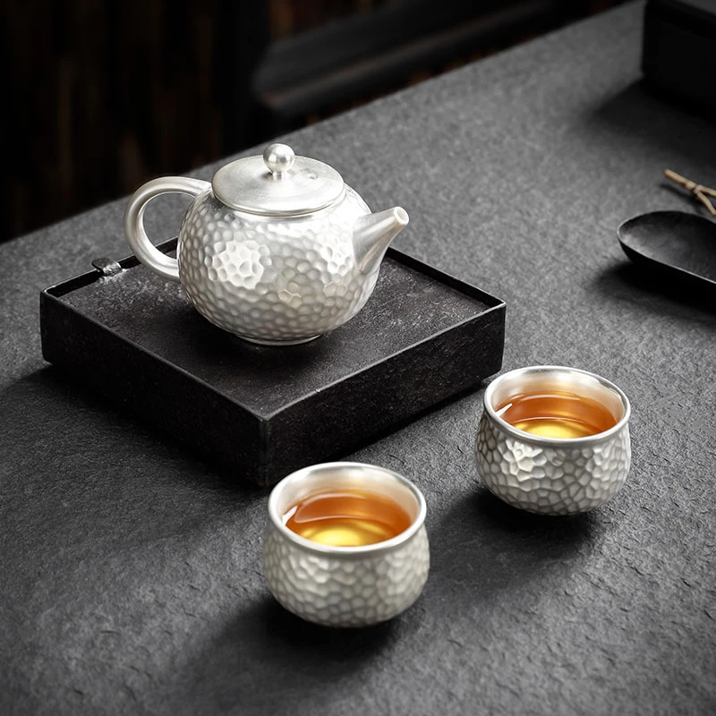 鎏银茶具套装高端全套一壶二杯家用陶瓷功夫泡茶杯新款高档礼盒装
