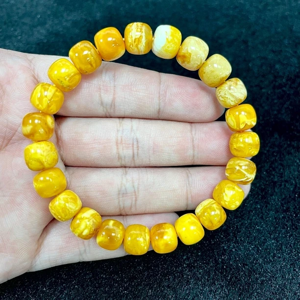 【小帅珠宝】虎皮纹蜜蜡手串老型珠单圈8mm+多样性发货E30