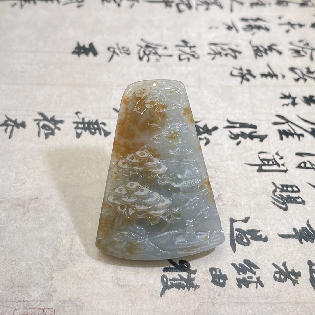 JMB21-33 天然翡翠缅甸A货 山水牌