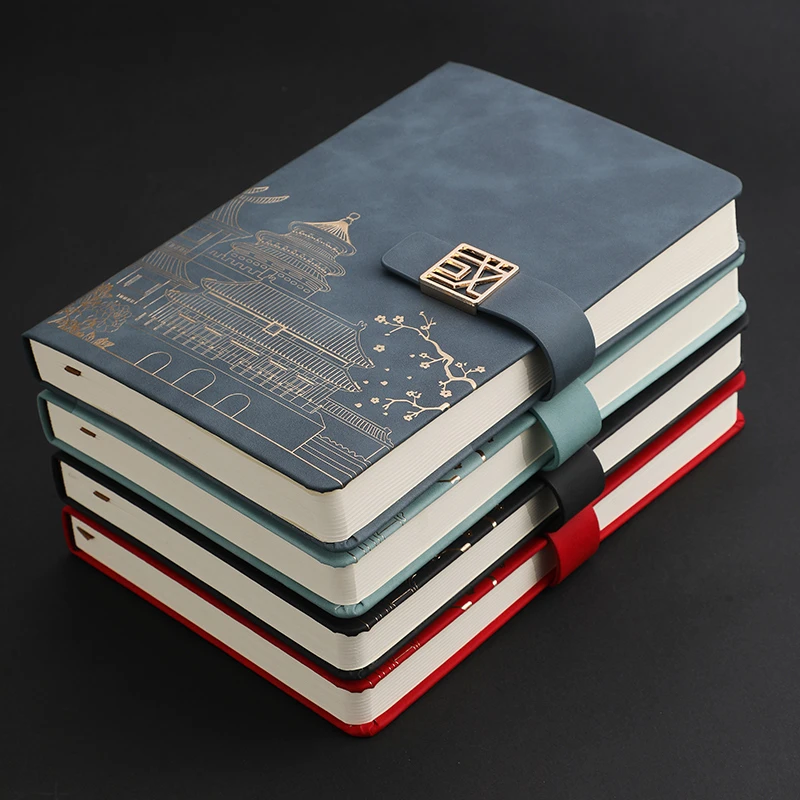 A5国潮笔记本子刻字超厚商务皮本日记本加厚记事本学生必备护眼