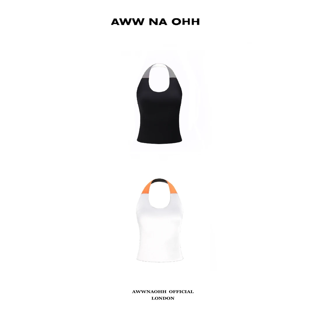 【SSS买手店】AwwNaOhh弹力双面穿拼色挂脖运动背心瑜伽健身服
