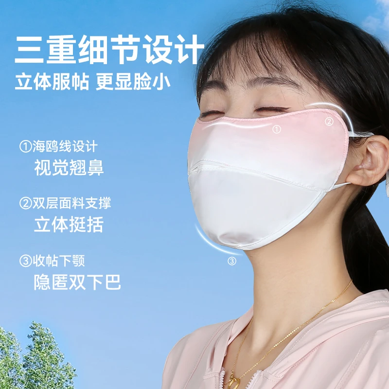 防晒口罩女高颜值防紫外线护眼角夏季薄款全脸遮阳面罩冰丝立体3d