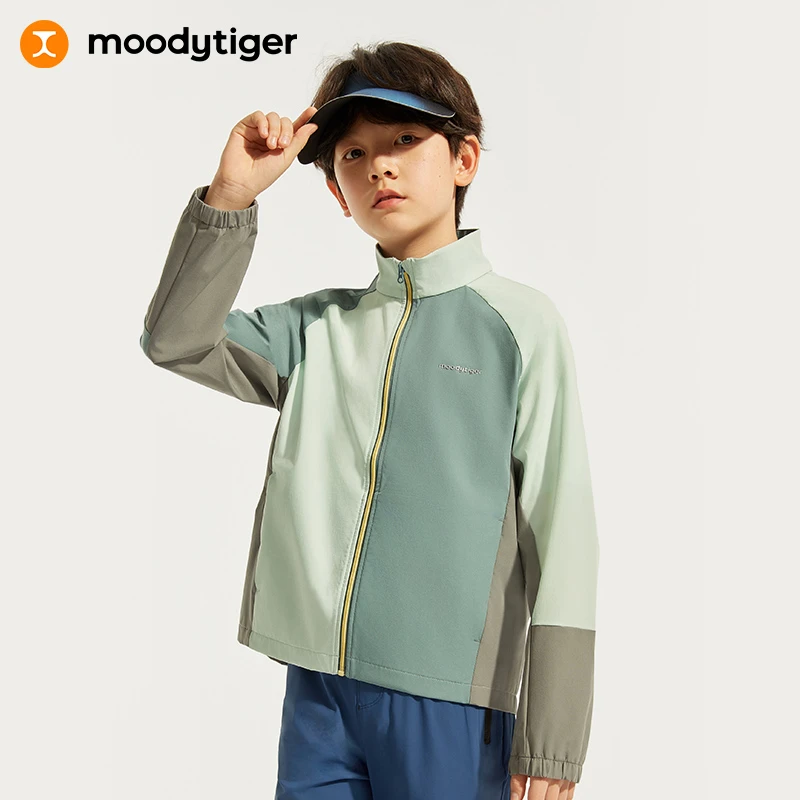 moodytiger男童春运动外套长袖休闲撞色时尚休闲运动外套41110402
