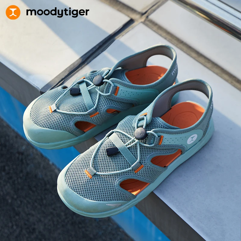 moodytiger儿童凉鞋夏季男女童包头防撞运动l凉鞋网面【H】