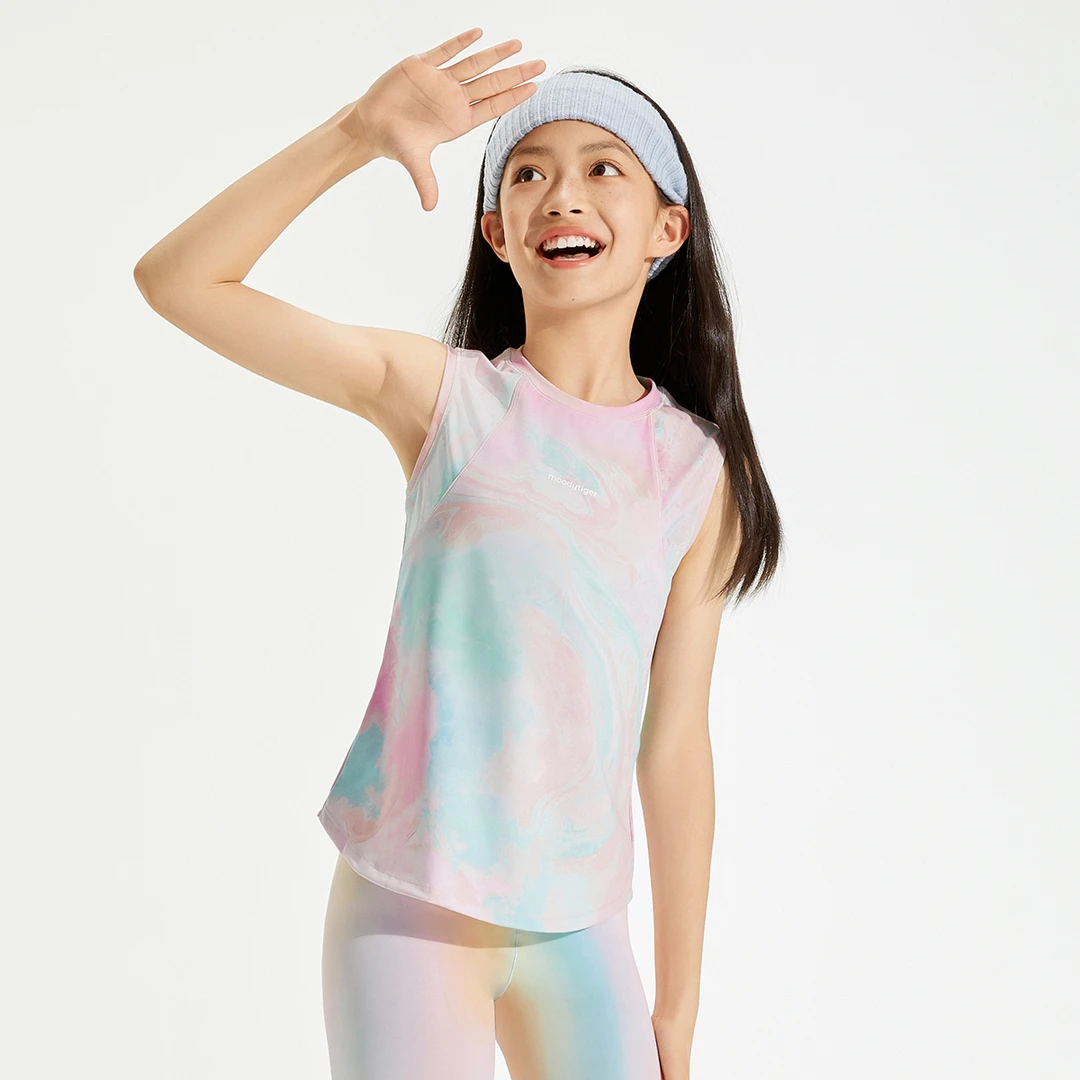 moodytiger夏女童印花背心休闲运动时尚舒适12211101【H】