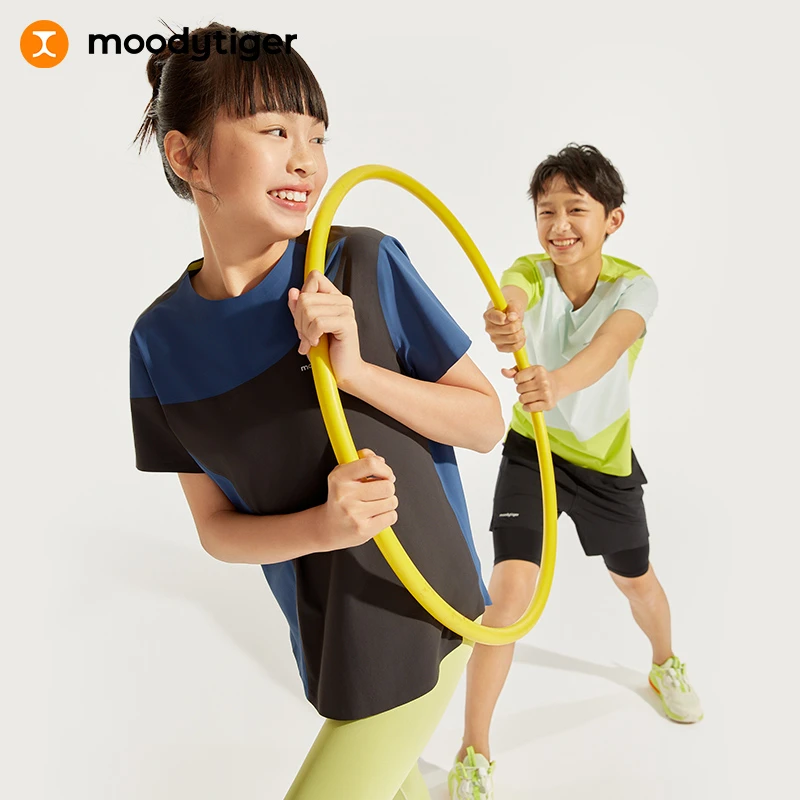 moodytiger夏新男童运动休闲户外无缝冰皮T恤42110112【H】