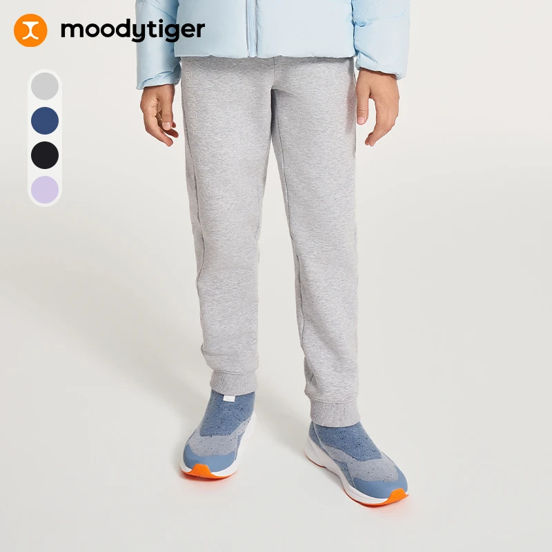 moodytiger冬新男女童加绒宽松舒适保暖排汗休闲运动长裤【H】