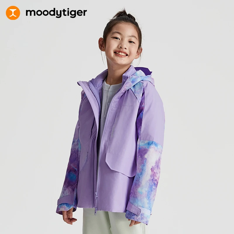 moodytiger新儿童三合一冲锋衣男女童防风可拆卸上衣【DR】