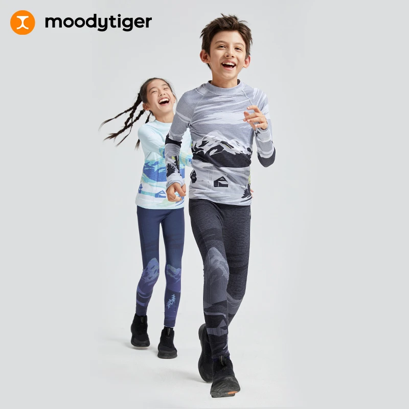 moodytiger23新儿童Balance一体织打底印花运动户外长袖长裤【H】