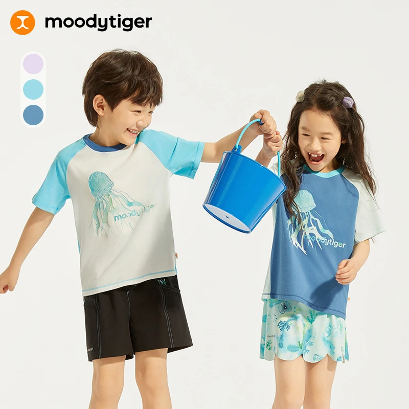 moodytiger夏新幼童速干运动夏季休闲印花圆领短袖T恤42510106【H】