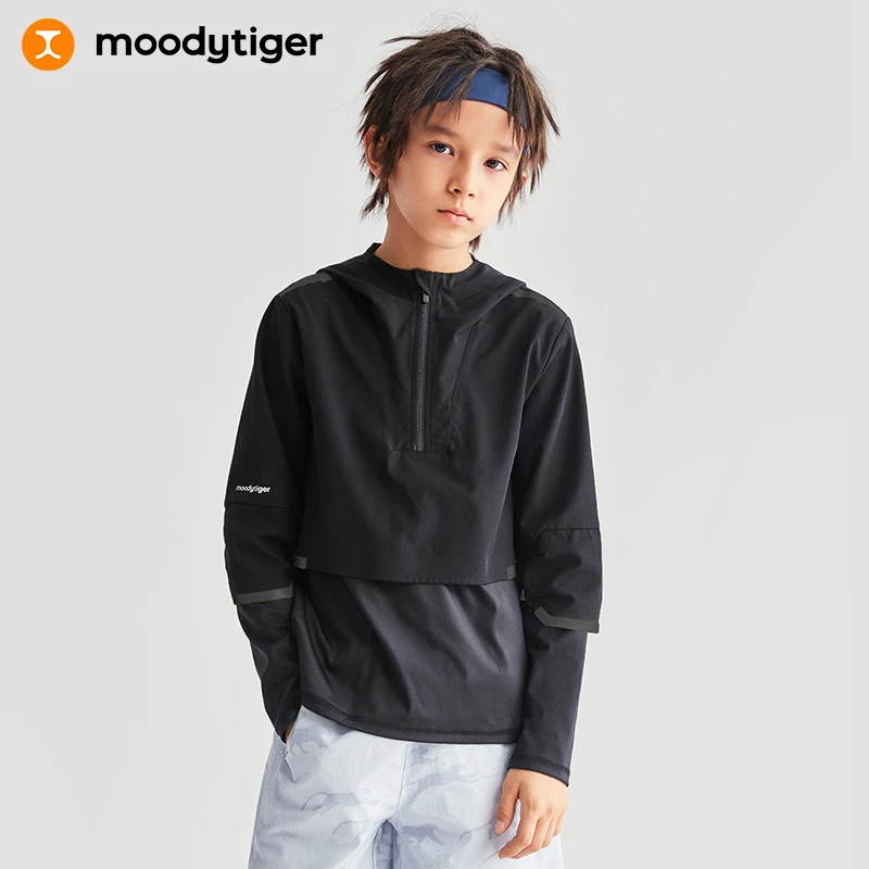 【防风保暖】moodytiger男童半开外套连帽卫衣M110302[H]