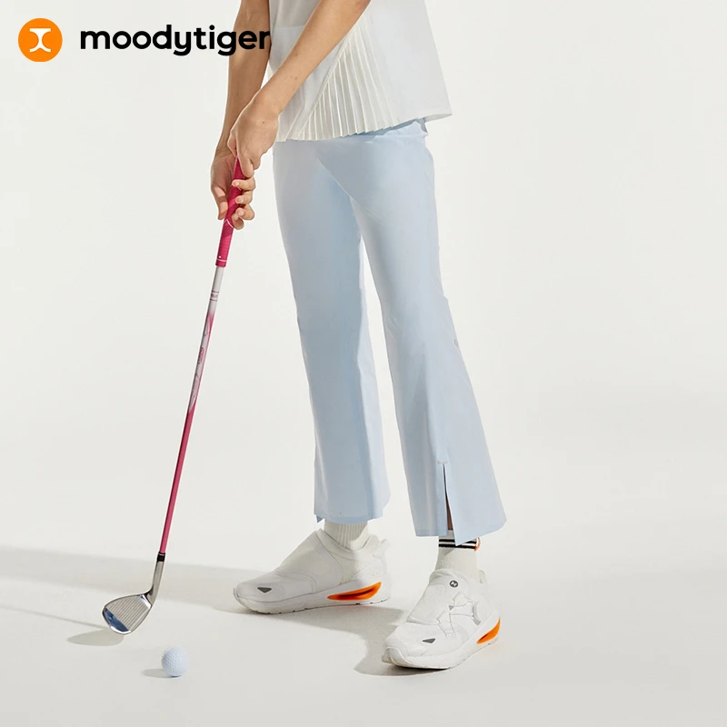 【高尔夫系列】moodytiger女童喇叭裤春新款弹力微喇九分裤【H】