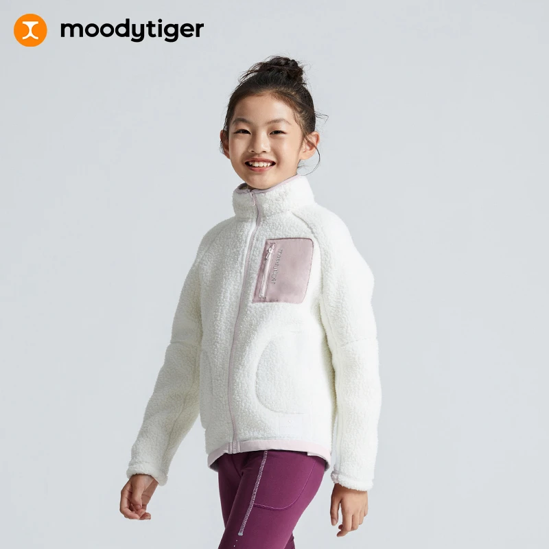 moodytiger儿童外套立领拼接加绒保暖加厚外套M34510403【H】
